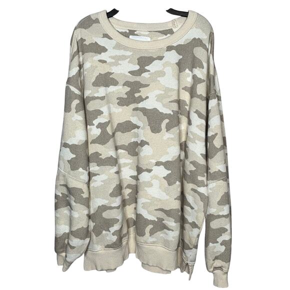 Aerie Très Chic Sweatshirt Pullover Cozy Camo Oversized Quiet Luxury Size Small - Picture 3 of 11